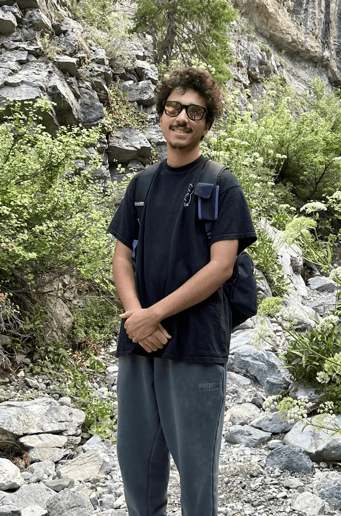 Me hiking on a mountain.